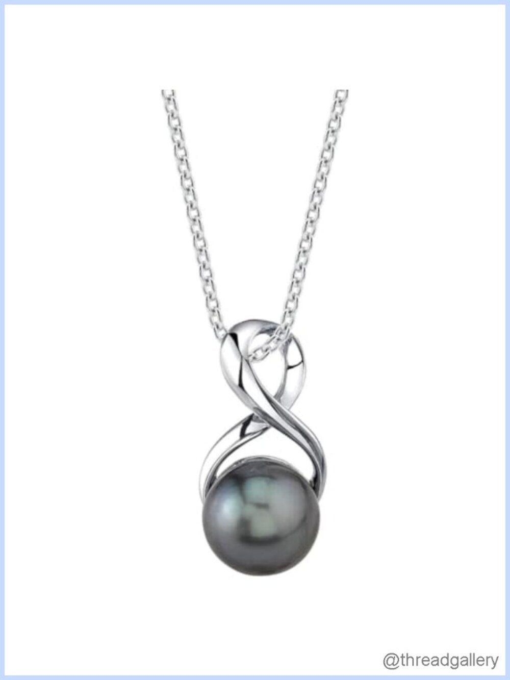 Tahitian South Sea Pearl Necklace Sterling Silver Fishhook Clasp 9mm
